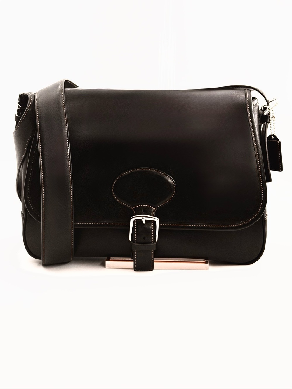 Coach Black Leather Buckle-Front Messenger Bag - Like New’n